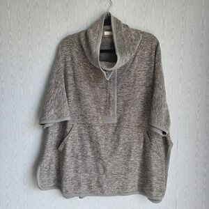 GF Poncho Top Womens XS S Cowl Neck 1/4 Zip Oversized Knit Gray Beachy‎ Boho